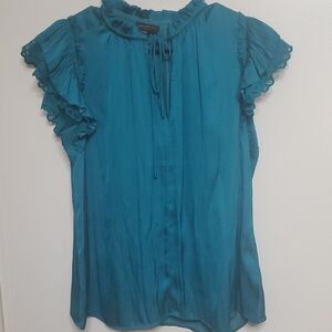 Current Air Teal Blouse with Ruffle Detail
